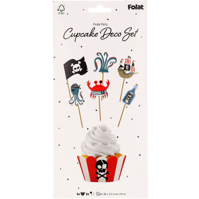 Set di decorazioni per cupcake - Festa Pirata - 6 set