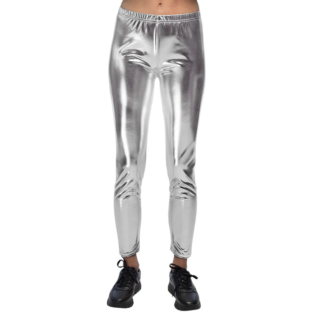 Legging argento metallizzato