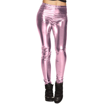 Legging rosa metallizzato