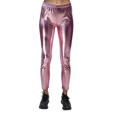 Legging rosa metallizzato