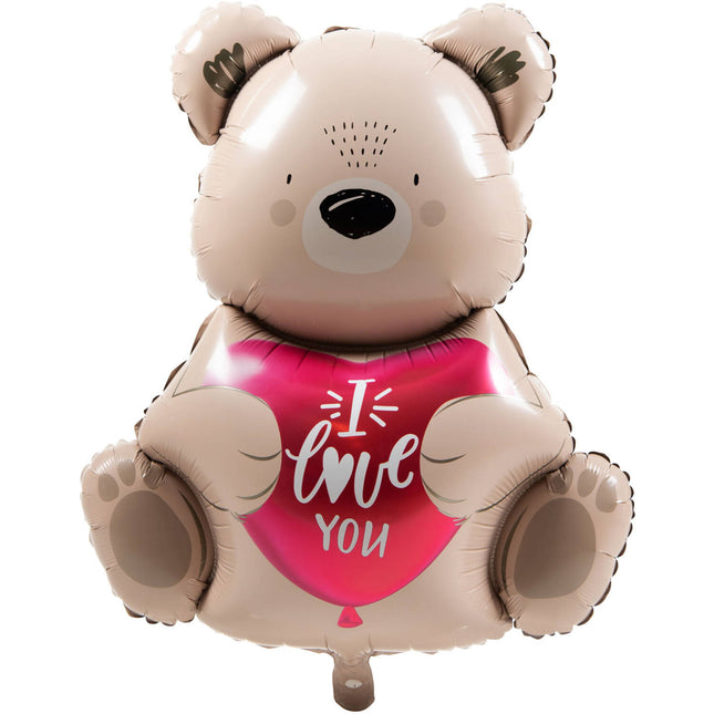 Palloncino in foil - Ombre Love - Orso marrone "Ti amo" - 56 cm