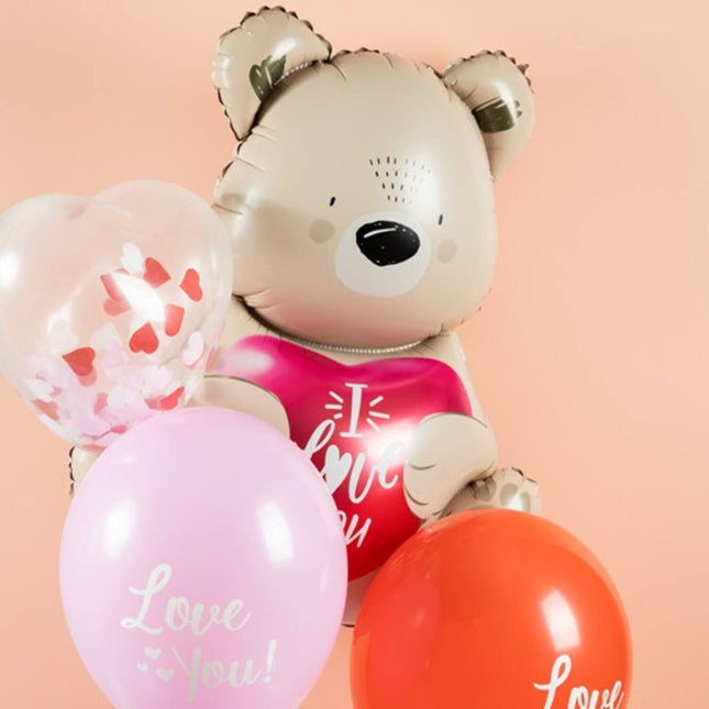 Palloncino in foil - Ombre Love - Orso marrone "Ti amo" - 56 cm