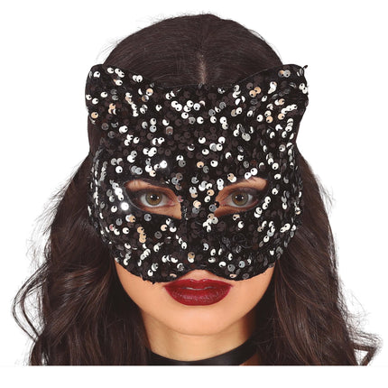 Maschera occhi argento con paillettes