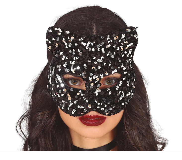 Maschera occhi argento con paillettes