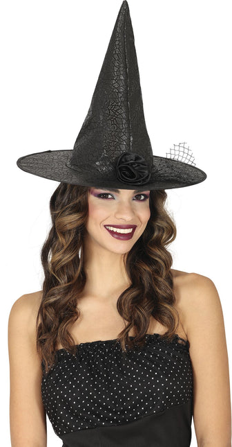 Cappello da strega di Halloween con fiore