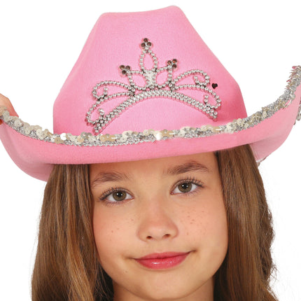 Cappello da cowboy in feltro rosa, bambini