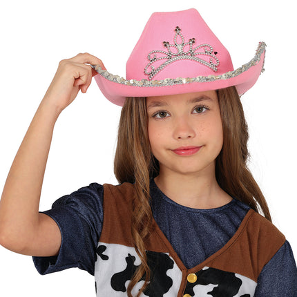 Cappello da cowboy in feltro rosa, bambini