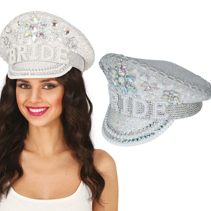 Cappello da capitano della sposa con gioielli, adulti