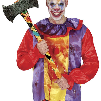 Clown finto con ascia di Halloween 73 cm