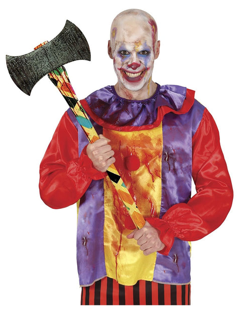 Clown finto con ascia di Halloween 73 cm