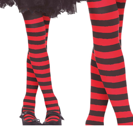 Collant Halloween Bambino Nero Rosso a righe 5/9 anni