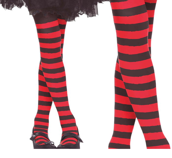 Collant Halloween Bambino Nero Rosso a righe 5/9 anni