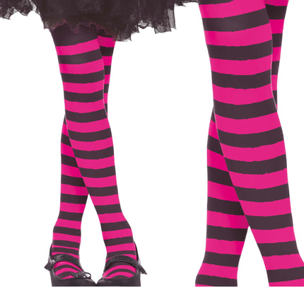 Collant Halloween Bambino Nero Rosa a righe