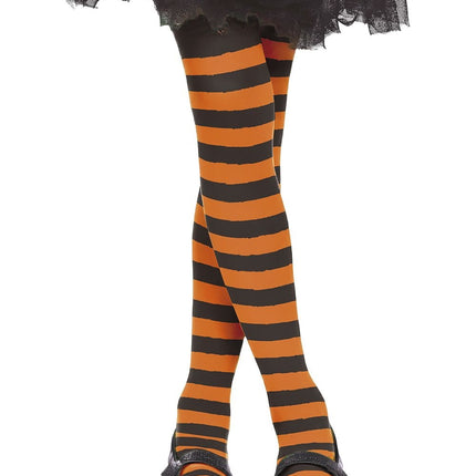 Collant Halloween Bambino Nero Arancione a righe