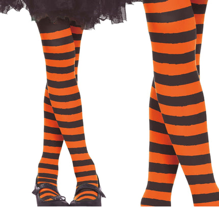 Collant Halloween Bambino Nero Arancione a righe