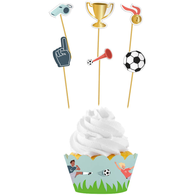 Set di decorazioni per cupcake - Calcio fantastico - 6 pezzi