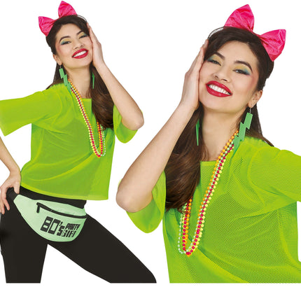 T/shirt a rete Verde Neon Corta L