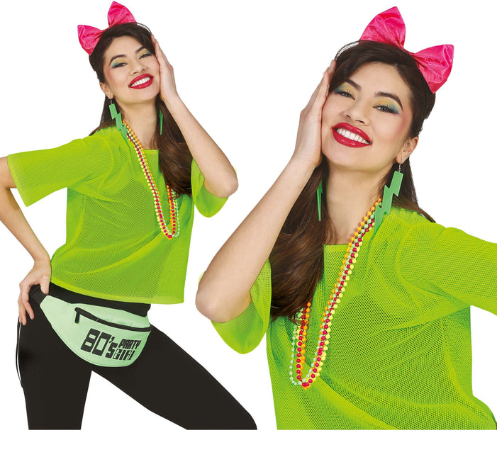 T/shirt a rete Verde Neon Corta L