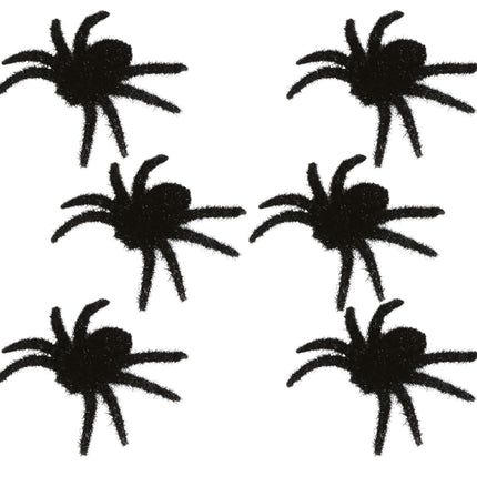 Decorazione di Halloween Ragni 6cm 6 pezzi