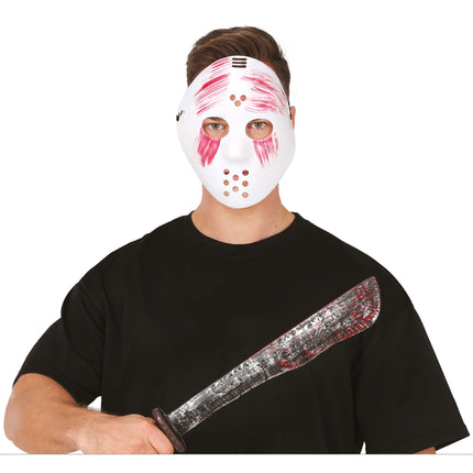 Maschera bianca con machete in pvc