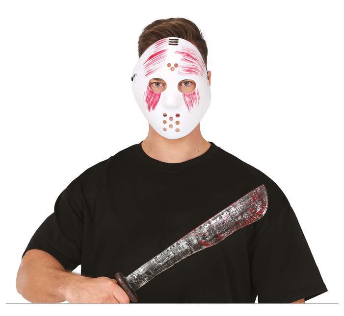 Maschera bianca con machete in pvc