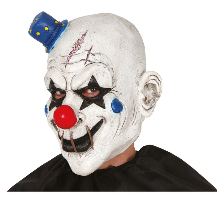 Maschera da clown con mini cappello in lattice