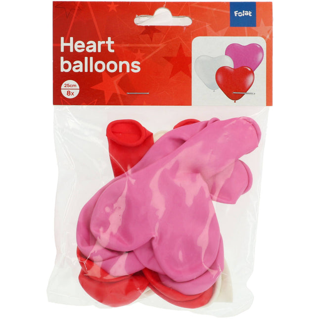 Palloncini a forma di cuore Colori misti - 10 pollici/25 cm - 8 pezzi