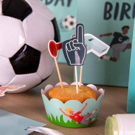 Set di decorazioni per cupcake - Calcio fantastico - 6 pezzi