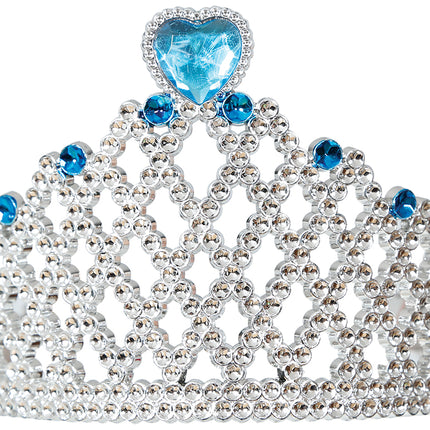 Tiara d'argento da principessa del ghiaccio, cuore blu, bambini