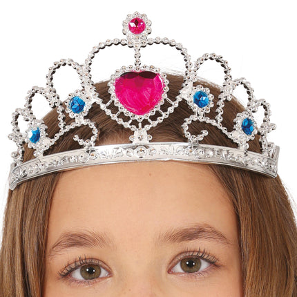 Diadema d'argento con cuore rosa, bambini