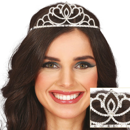 Tiara della sposa in metallo argentato, adulti