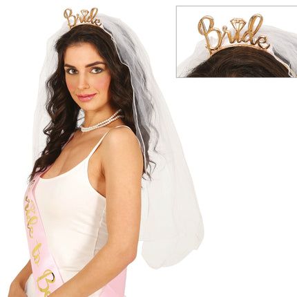 Velo da sposa con diadema da sposa in plastica, per adulto