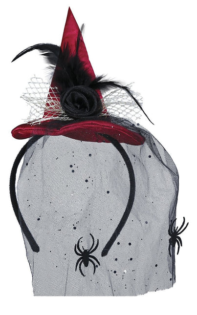 Cappello da strega con cerchietto rosso per Halloween