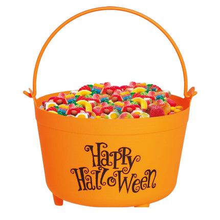 Secchiello per caramelle di Halloween arancione Happy Halloween 30 cm