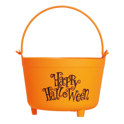 Secchiello per caramelle di Halloween arancione Happy Halloween 30 cm