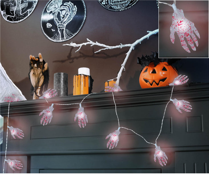 Ghirlanda luminosa di Halloween LED Mano di scheletro 1,15 m