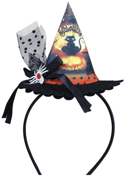 Cerchietto Halloween Mini Cappello Strega Gatto