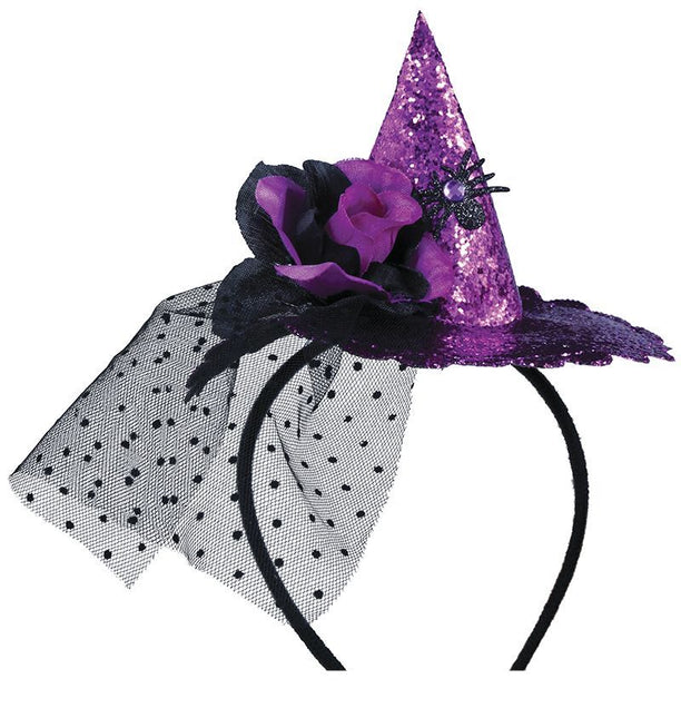 Cerchietto viola per capelli di Halloween Mini Cappello da Strega