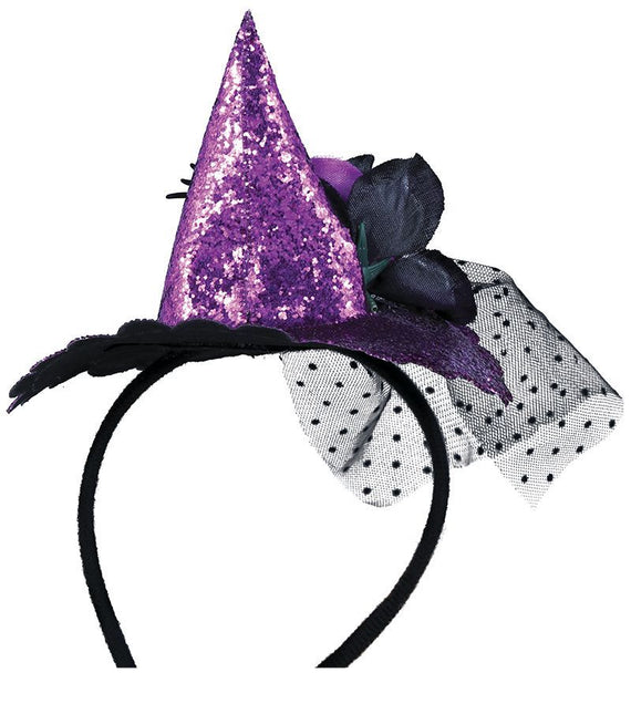 Cerchietto viola per capelli di Halloween Mini Cappello da Strega