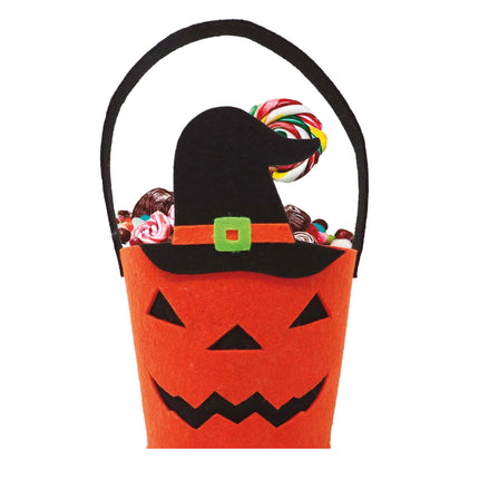 Cestino Halloween Zucca Cappello Strega 25cm