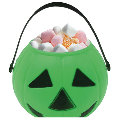 Secchiello per caramelle di Halloween verde Zucca 15 cm