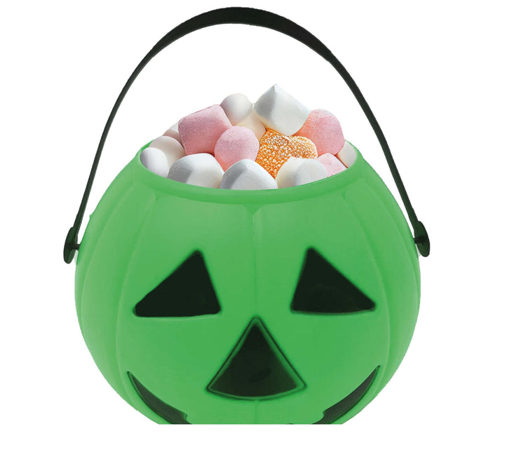 Secchiello per caramelle di Halloween verde Zucca 15 cm