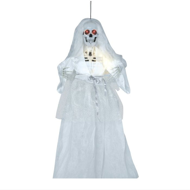 Bambola di Halloween Scheletro Sposa con luce e suono 90 cm