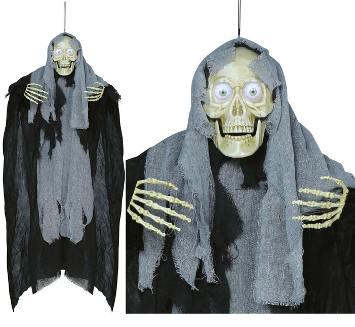 Decorazione appesa di Halloween Scheletro grigio 1,2 m