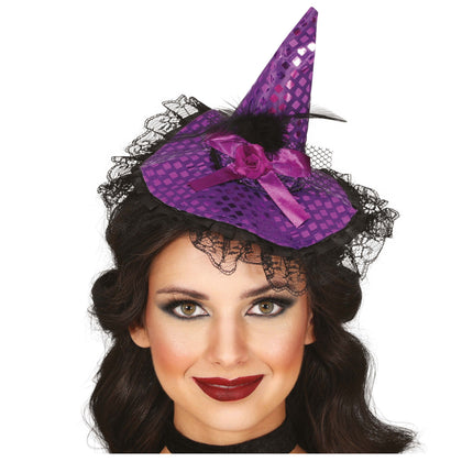 Cerchietto di Halloween Cappello da strega viola