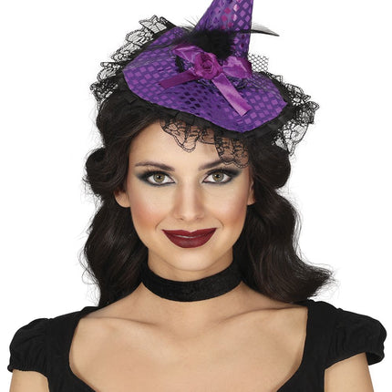 Cerchietto di Halloween Cappello da strega viola