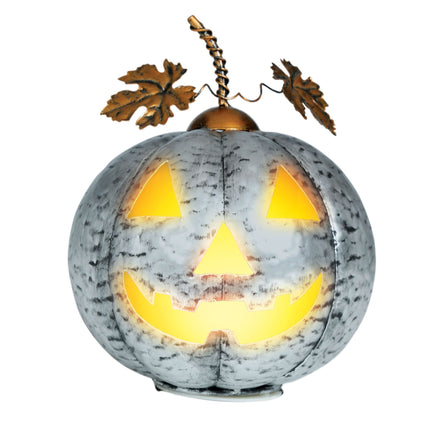 Decorazione di Halloween Zucca d'argento con luce 16 cm