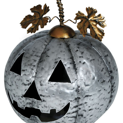 Decorazione di Halloween Zucca d'argento con luce 16 cm