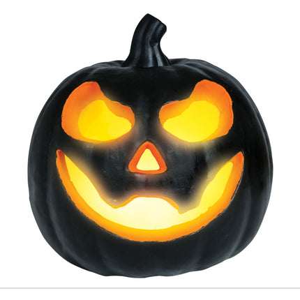 Decorazione da tavolo di Halloween Zucca nera con luce 16cm