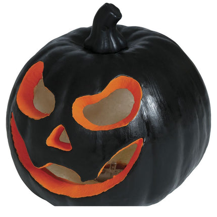 Decorazione da tavolo di Halloween Zucca nera con luce 16cm